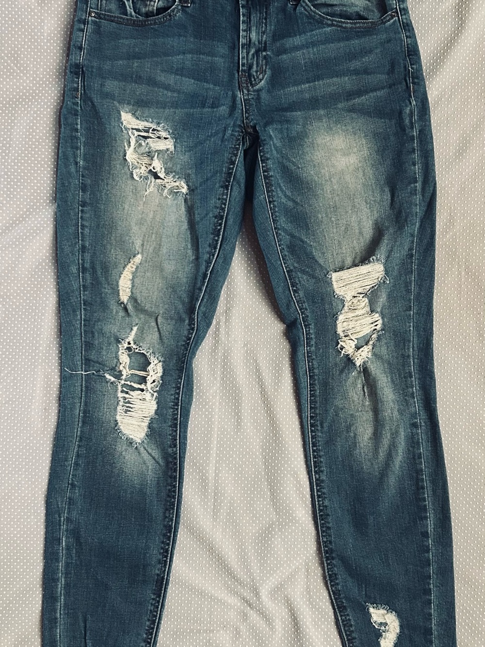 Refuge Distressed Women's Blue Denim Jeans - Casual Slim Fit
